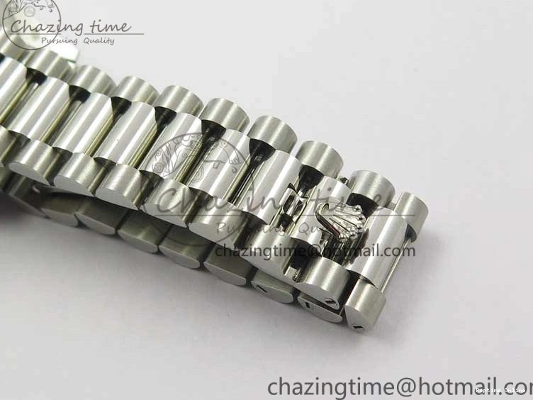 0521 Day-Date 36 SS 128239 Bp Maker Best Edition White MOP Dial Crystral Markers on President Bracelet FlexibleFit 3153